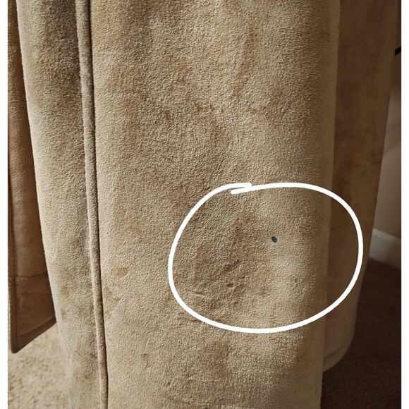 Leder Fischer Shearling Coat Womens Small Tan Suede Hooded Fur Trim Belted Long - Picture 6 of 16